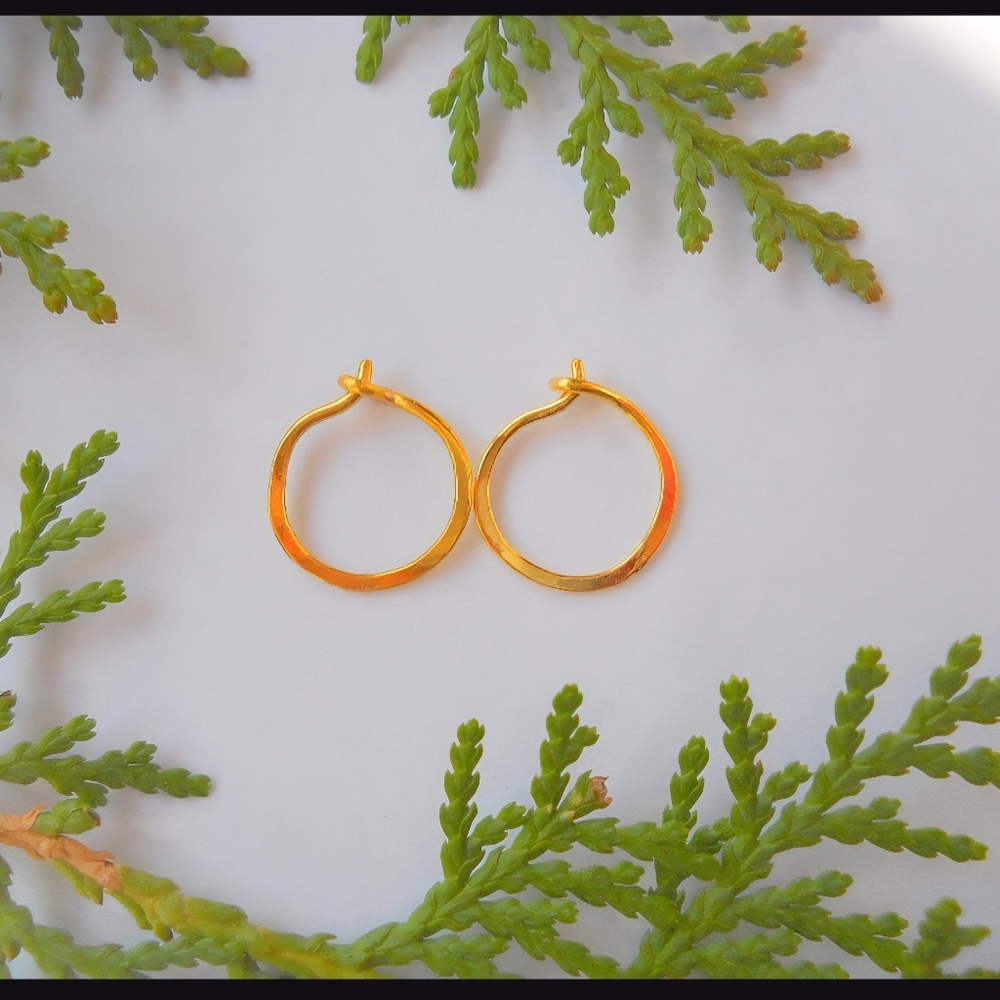 24K Solid Gold Hoop Earrings